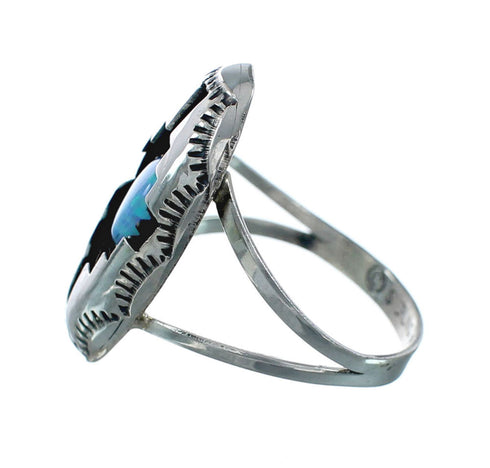 Sterling Silver Opal Native American Ring Size 8 XS10028